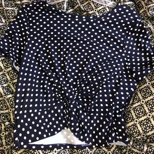 Navy Blue Polka Dot Crop Top